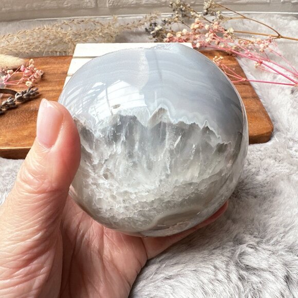 Gorgeous Large Agate Sphere with Druzy - Picture 7 of 10